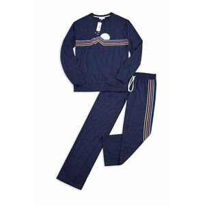 NWOT Pj Salvage‎ Pajama Set Navy Stripes Size XS Casual Wide leg Cozy Comfort